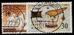 CYPRUS QEII SG847-848, 1994 Europa discoveries set, FINE USED. 