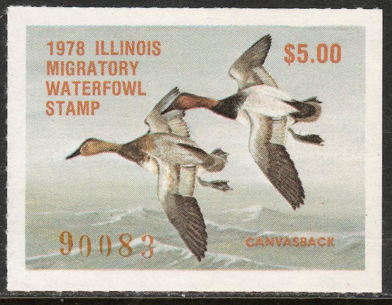 U.S.-ILLINOIS 4, STATE DUCK HUNTING PERMIT STAMP. MINT, NH. VF