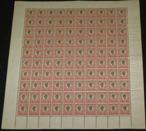 DANISH WEST INDIES #35 40Bit Chr. IX, Complete sheet of 100 NH scarce