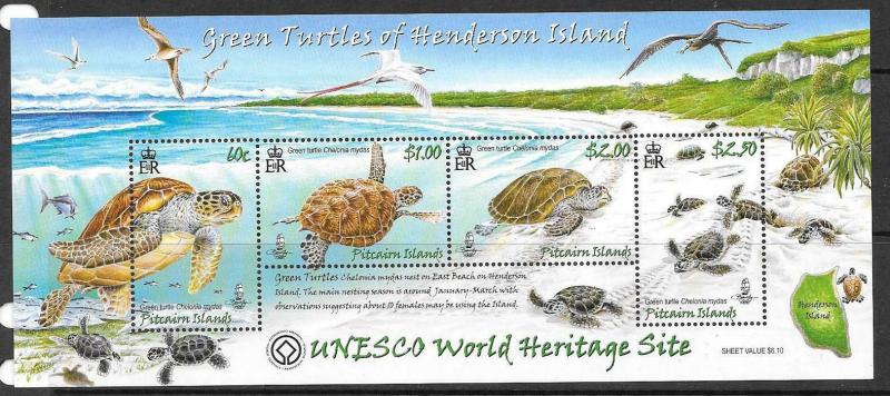 PITCAIRN ISLANDS SGMS775 2008 GREEN TURTLES MNH