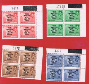 Ghana #28-31  MNH OG  plate blocks of 4  Visit Overprinted  Free S/H