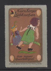 German Toy Advertising Stamp- JW Spear, Nürnberger Gingerbread - Two Girls