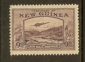 New Guinea, Scott #C54, 9p Plane over Bulolo Goldfield, MH