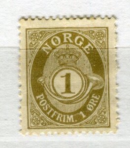 NORWAY; 1909 early Posthorn issue Mint hinged 1ore. value