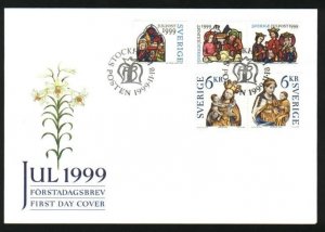 Sweden.  FDC 1999 Cachet.  Christmas Stamps. Engraver: E. Morck.