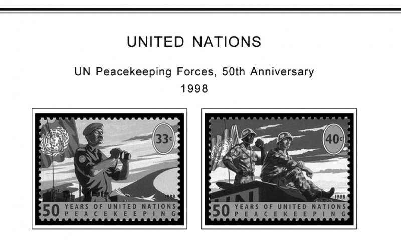 UNITED NATIONS - NEW YORK 1951-2020 STAMP ALBUM PAGES (229 PDF b&w illus. pages)