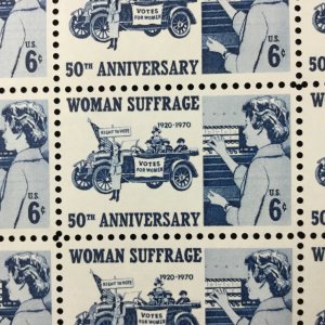 1406   Woman Suffrage 50th Anniversary  MNH 6 c Sheet of 50    FV $3.00   1970