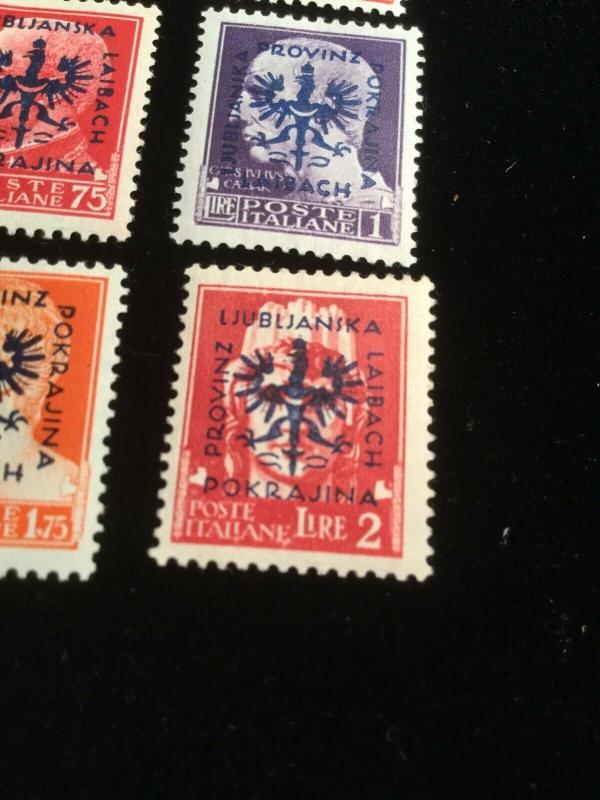 Laibach 1944 German Occupation Stamps 7 Total Stamps 