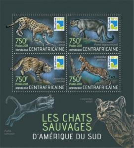 Central Africa - 2013 South American Wild Cats - 4 Stamp Sheet-3H-557