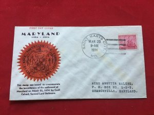 1934 Scott 736 Maryland first day cover