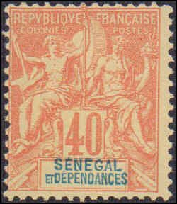 Senegal #48, Incomplete Set, 1892-1900, Hinged
