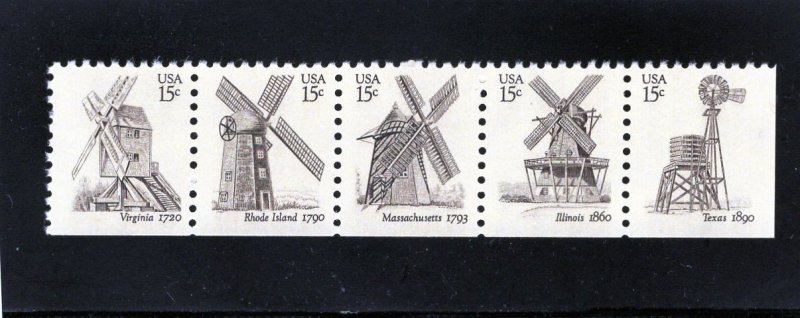 1738-1742 Wind Mills, MNH strip/5