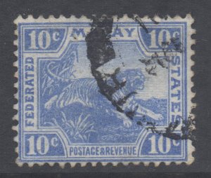 Malaya FMS Scott 47 - SG44a, 1904 Tiger 10c Blue used