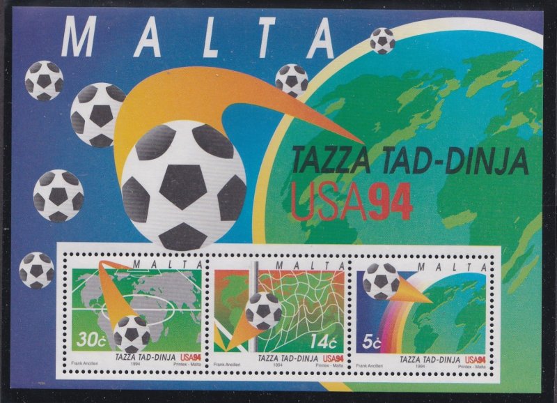 Malta # 838a, World Cup Soccer, Souvenir Sheet, Mint NH, 1/2 Cat..