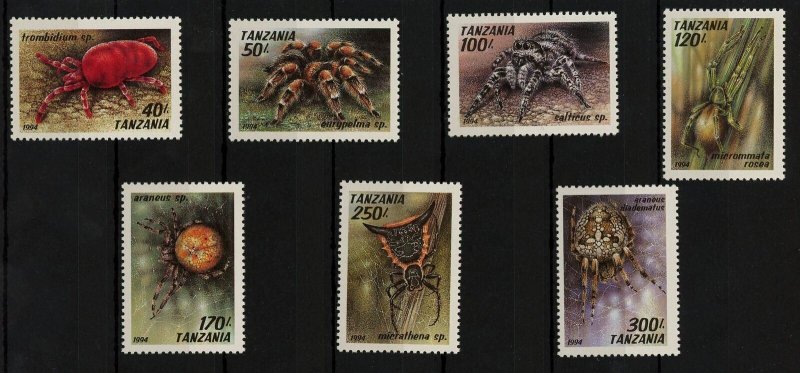 Tanzania Spider Tarantula Insect Arachnids Serie Set of 7 Stamps Mint NH 