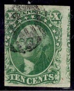 US Stamp #15 10c Washington Imperf USED SCV $140. Shows Stamp to right.