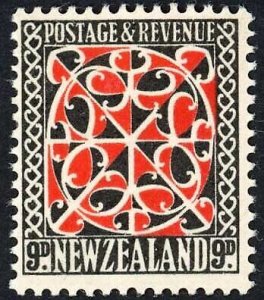 New Zealand SG566 9d Single Wmk M/M (toned gum) Cat 25 pounds