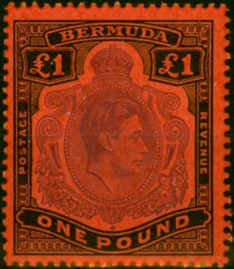 Bermuda 1951 £1 Violet & Black-Scarlet SG121d P.13 V.F MNH (5)