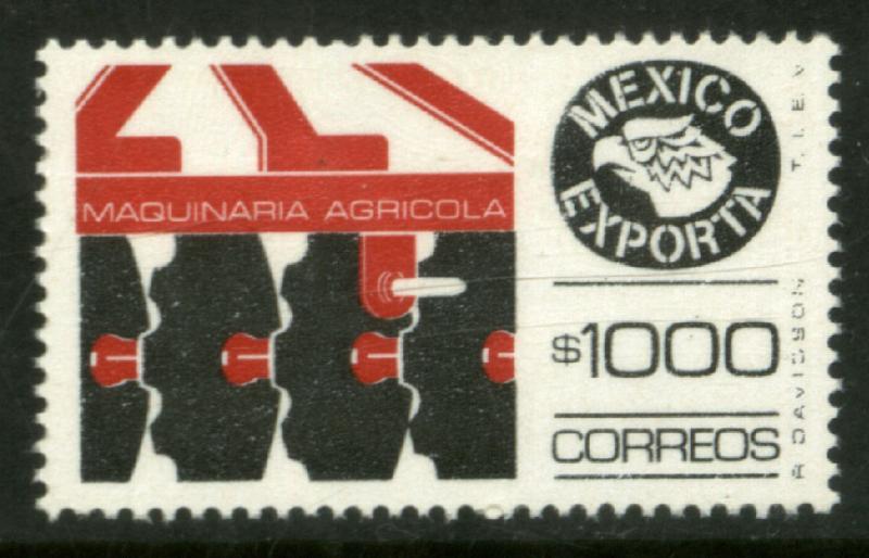 MEXICO Exporta 1588 $1000P Agr Mach w/o burelage Paper 13 NH