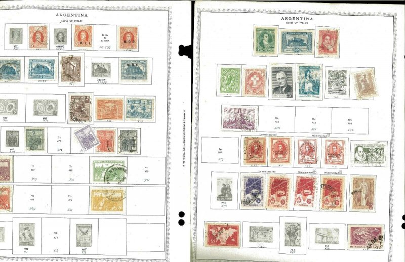 Argentina 1877-1960 Mostly Used (few mint) Hinged on Minkus Global Pages