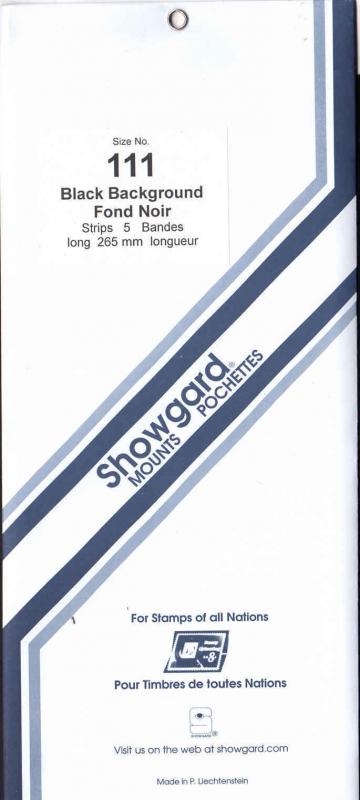 Showgard Stamp Mounts Size 111/264 BLACK Background Pack of 5