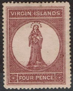BRITISH VIRGIN ISLANDS 1867 ST URSULA 4D BUFF PAPER