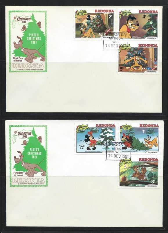 Just Fun Covers Antigua Redonda 2 Disney 1981 FDC's. (my5065)