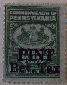 United States State Revenue Pennsylvania Beverage Tax MNH