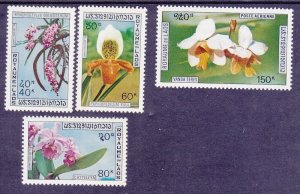 Laos 230-32 & C89 MNH 1972 Various Orchids Full Set w/Airmail Issue