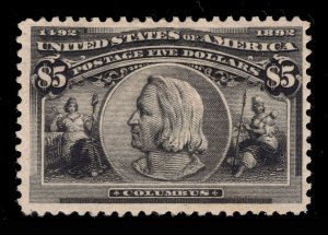 MOMEN: US STAMPS #245 $5 COLUMBIAN MINT OG H LOT #82674*