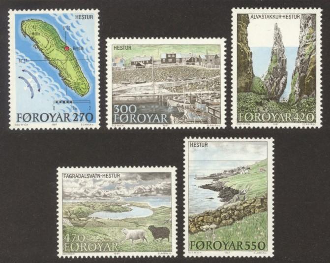 Faroe Islands Sc# 161-5 MNH Hestur Island Scenes