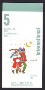 Christmas Canada 1996 #1629a BK198b MNH BOOKLET of 5 with TI, Open Flaps