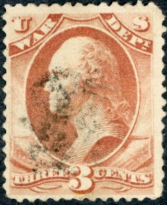 #O85 – 1873 3c ros, war, hard paper. Used.