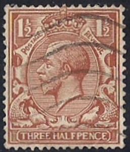 Great Britain #161 1 1/2 P King George 5, used stamp VF