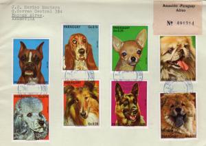 Paraguay 1975 Sc#1565/1572 DOGS Set (8) FDC Registered travel to Bs.As.