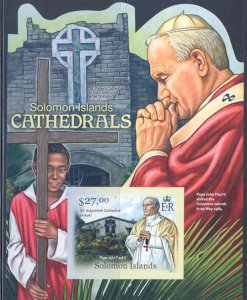 SOLOMON ISLANDS 2012 CATHEDRALS POPE JOHN PAUL II    S/SHEET IMPERFORATED