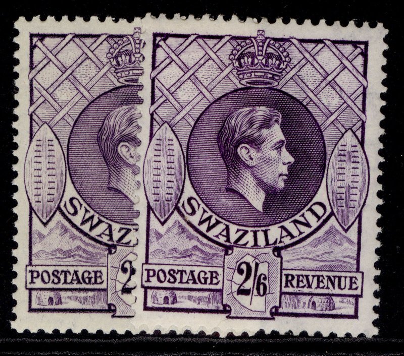 SWAZILAND GVI SG36a + 36b, 2s 6d SHADE VARIETIES, LH MINT. Cat £57. 