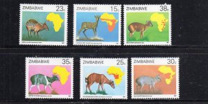 ZIMBABWE #550-555 1987 ANIMALS & MAPS MINT VF NH O.G