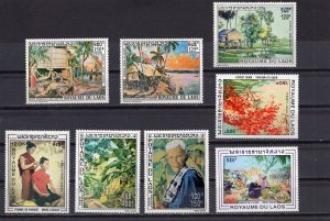 LAOS 1969-1971 PAINTINGS SET OF 8 STAMPS MNH 