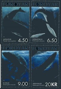 Faroe 403-406,MNH. Whales 2001.Physeter macrocephalus,Balaenoptera physalus,