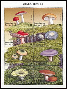 Mali 763, MNH, Mushrooms, Genus Russula miniature sheet of 8