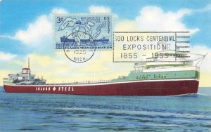 1069 3c SOO LOCKS - Patyk post card - Slogan FD cancel