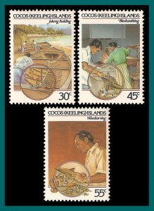 Cocos 1985 Handicrafts, MNH  #126-128,SG126-SG128