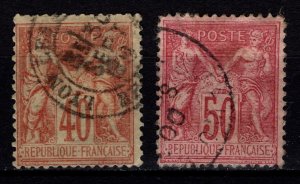 France 1877-90 Peace & Commerce, Type II 40c & 50c [Used]