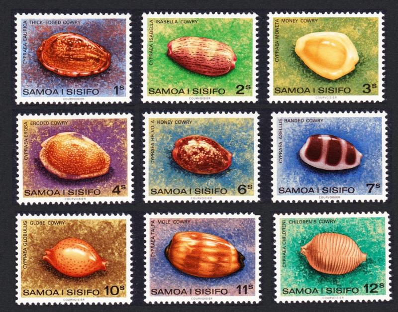 Samoa Definitives Shells 9v 1st issue Complete SG#516/24 SC#478-86