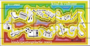 Netherlands Sc# B739 2003 Souvenir Sheet Children Child Life Items Soccer Music