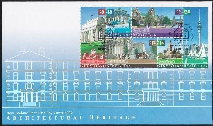 NEW ZEALAND 2002 Architectural Heritage block on FDC.......................A7674