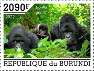 BURUNDI - 2022 - Gorillas - Perf Single Stamp - Mint Never Hinged