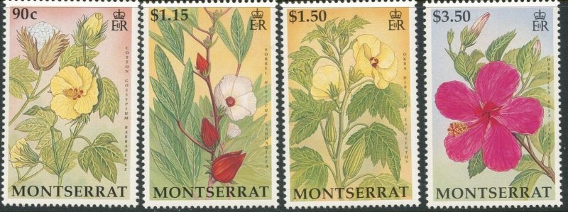 MONTSERRAT Sc#840-843 1994 Hibiscus Flowers Complete Set OG Mint NH