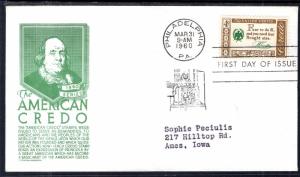 US 1140 Credo Ben Franklin C Anderson Green Typed FDC